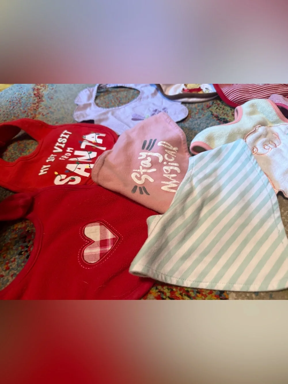 Large Lot of Baby Girl Bibs / Calvin Klein Pink Camouflage / Winnie the Pooh etc